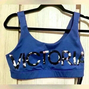 Victoria's Secret Women's Blue Floral Camo Victoria's Sports Bra - Size‎ L,